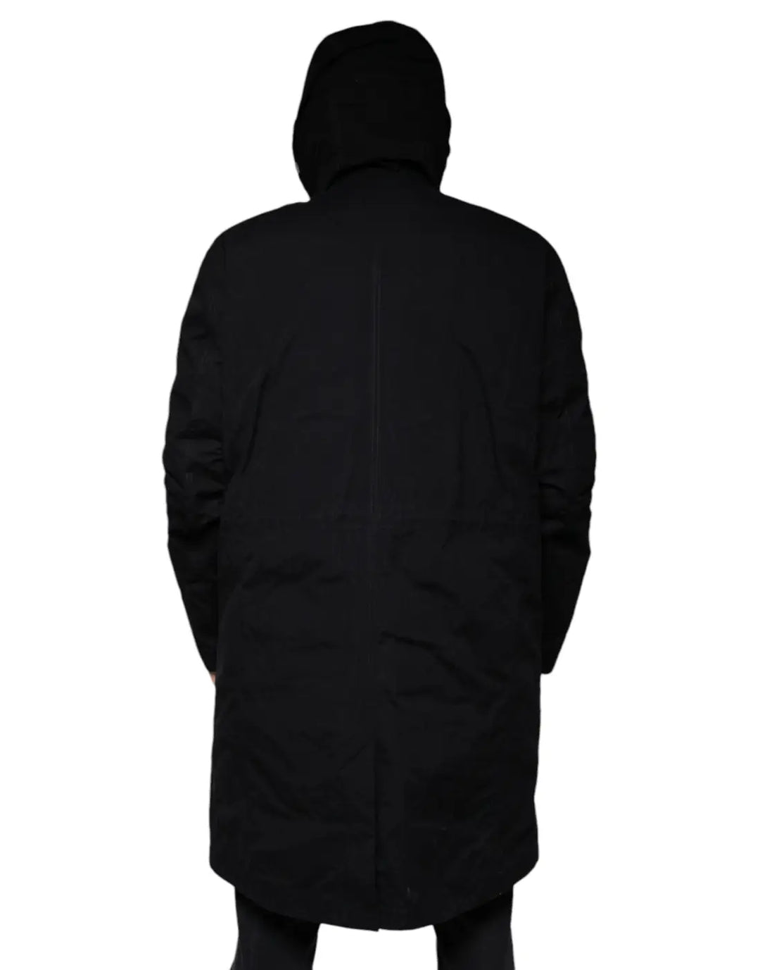 Dolce &amp; Gabbana Black Hooded Parka Cotton Trench Coat Jacket