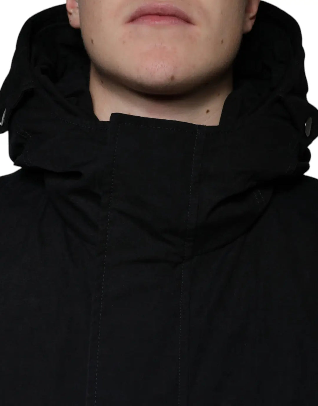 Dolce &amp; Gabbana Black Hooded Parka Cotton Trench Coat Jacket