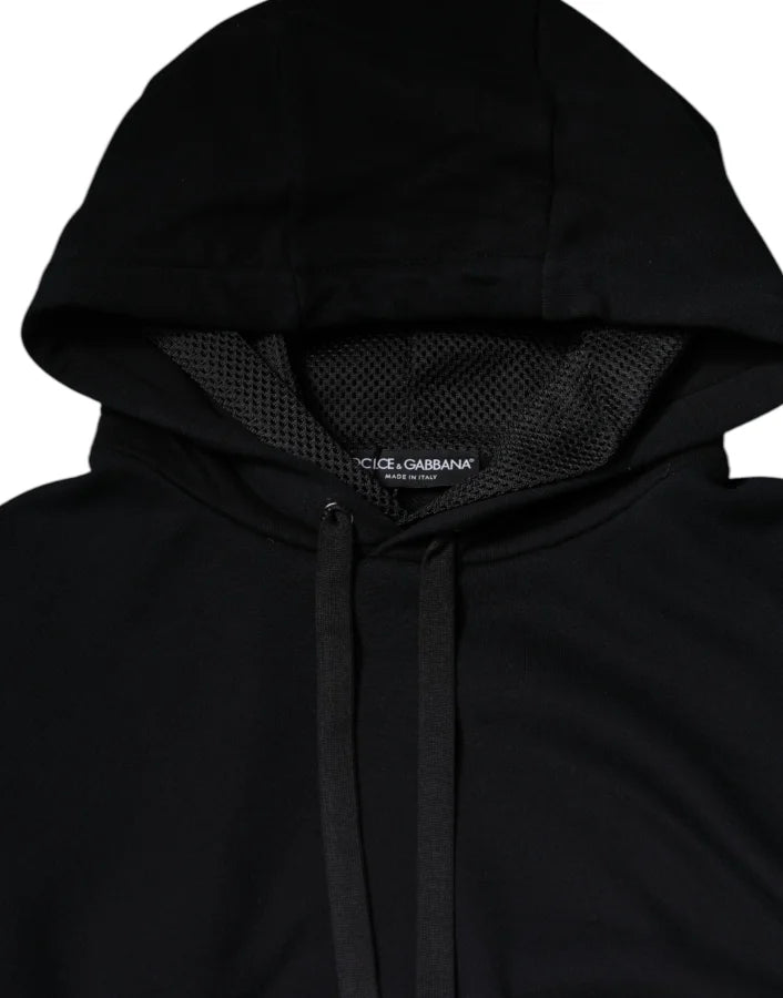 Dolce &amp; Gabbana Black Hooded Pullover Men Sweatshirt Sweater