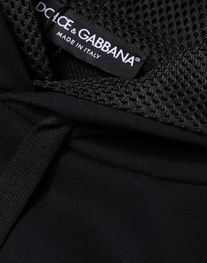Dolce &amp; Gabbana Black Hooded Pullover Men Sweatshirt Sweater