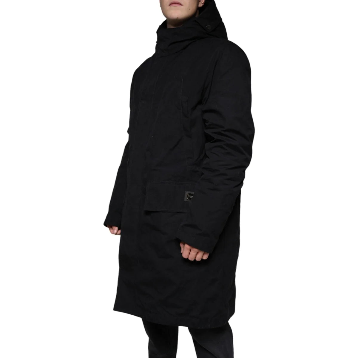 Dolce & Gabbana Black Hooded Trench Coat Jacket for Effortless Style