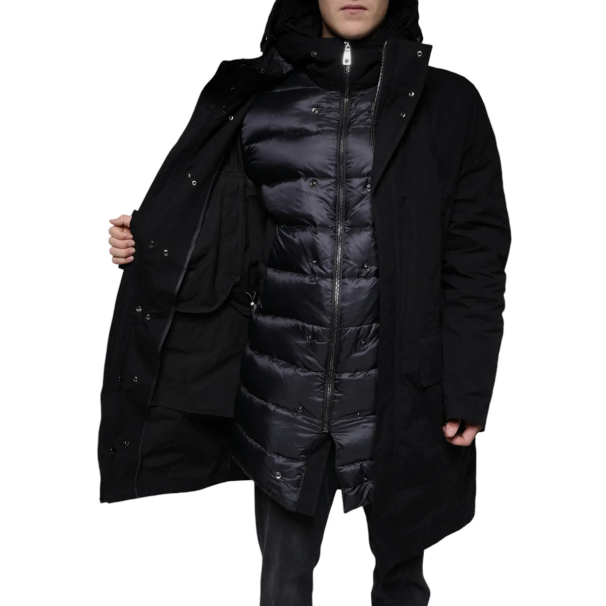 Dolce & Gabbana Black Hooded Trench Coat Jacket for Effortless Style