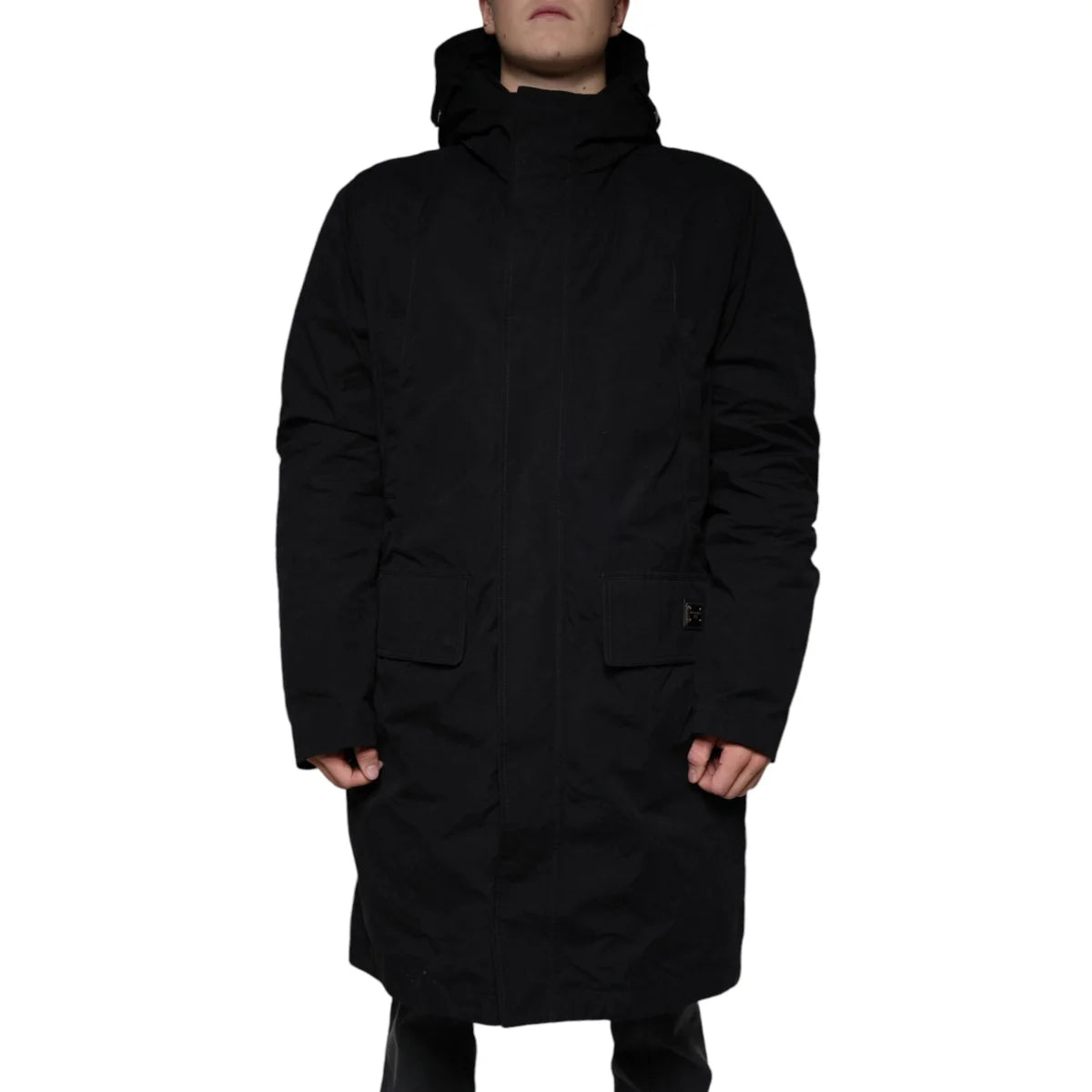 Dolce & Gabbana Black Hooded Trench Coat Jacket for Effortless Style