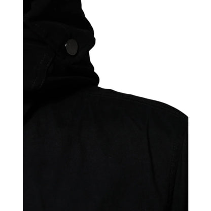Dolce & Gabbana Black Hooded Trench Coat Jacket for Effortless Style