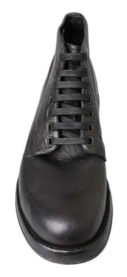 Dolce &amp; Gabbana Black Horse Leather Perugino Boots