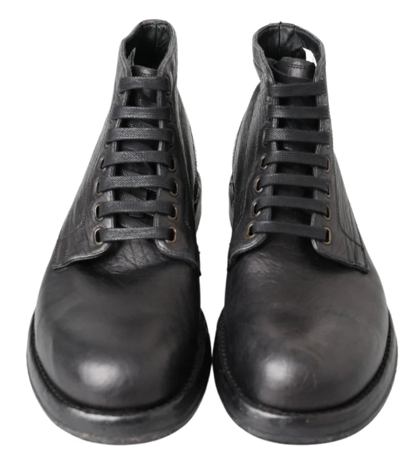Dolce &amp; Gabbana Black Horse Leather Perugino Boots