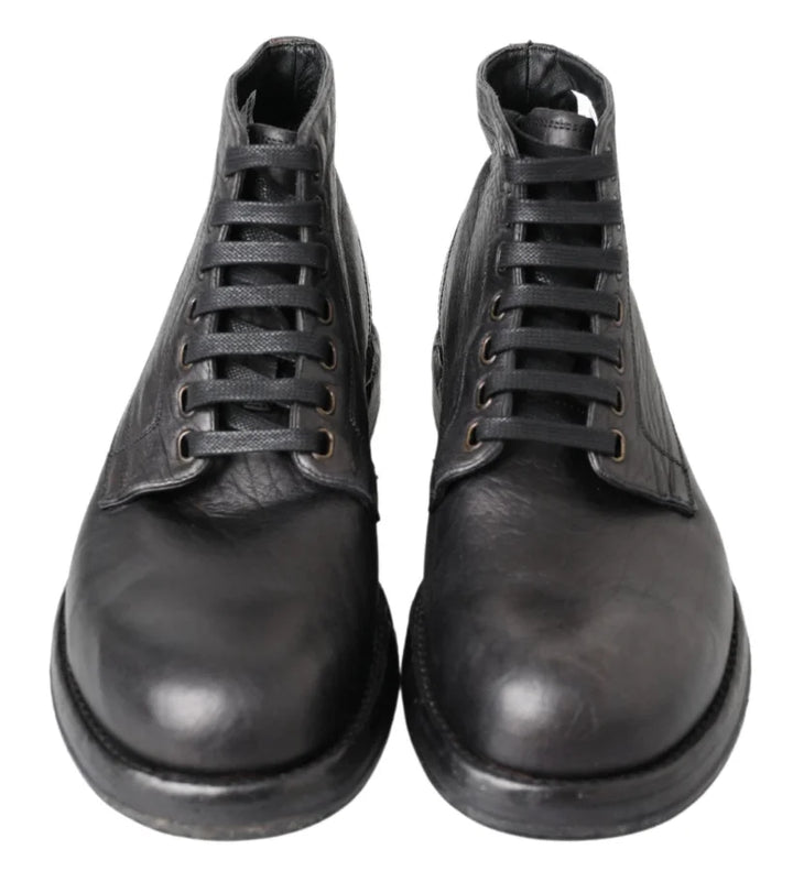 Dolce &amp; Gabbana Black Horse Leather Perugino Boots