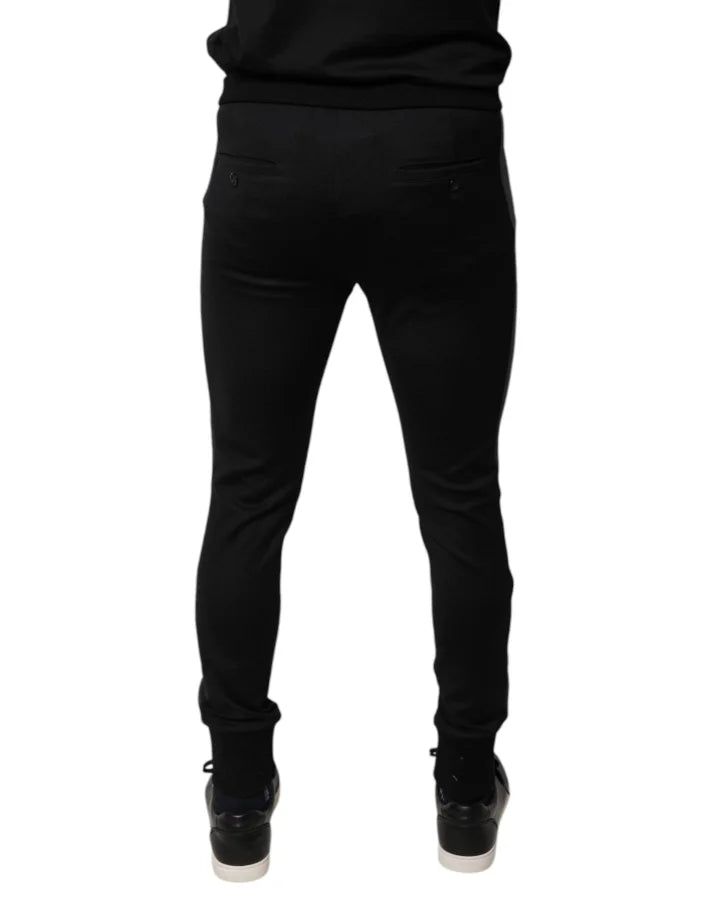 Dolce &amp; Gabbana Black Horseshoe Embellished Wool Slim Fit Pants