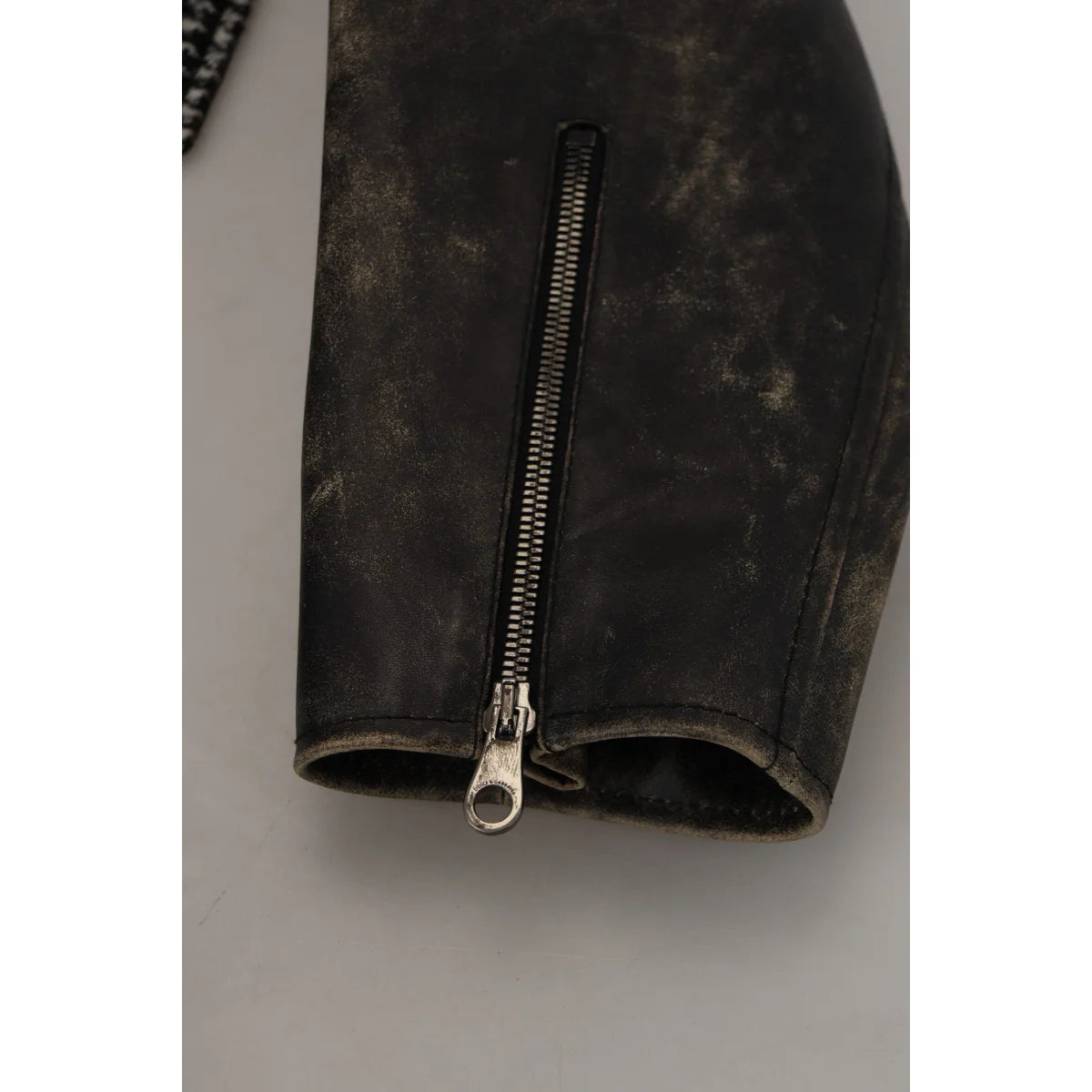 Dolce & Gabbana Black Houndstooth Polyester Bomber Jacket