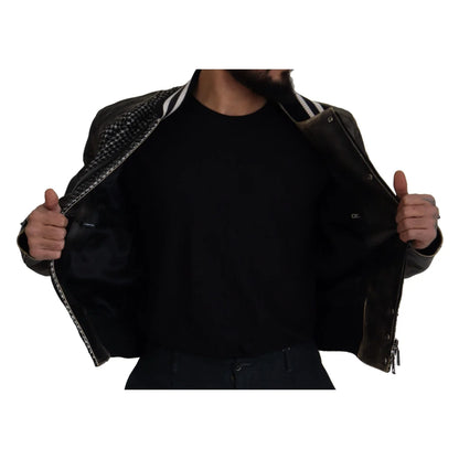Dolce & Gabbana Black Houndstooth Polyester Bomber Jacket
