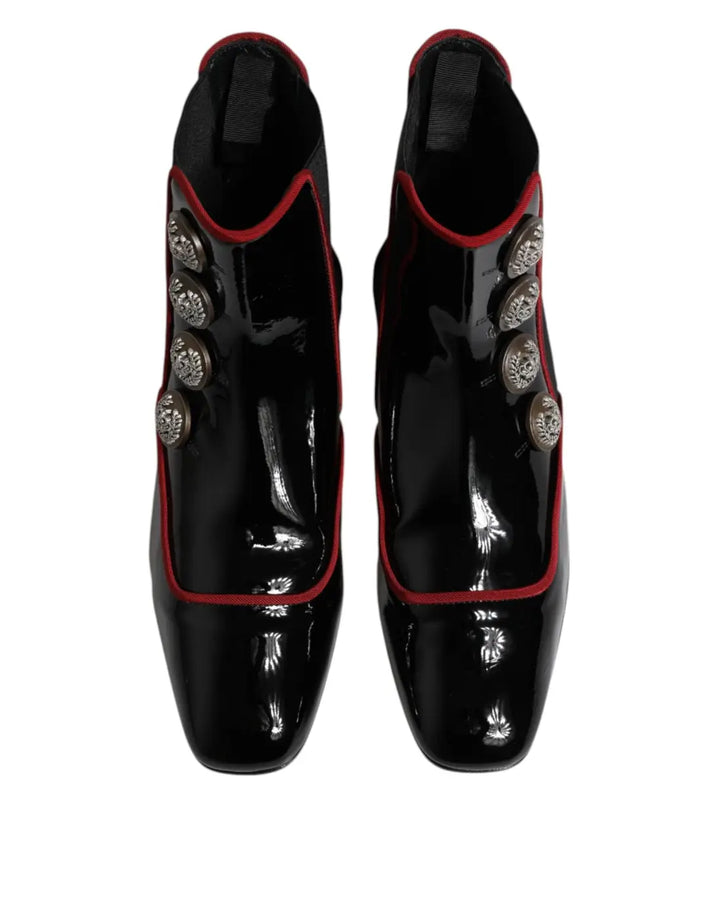 Dolce &amp; Gabbana Black Jackie Buttoned Chelsea Boots Shoes