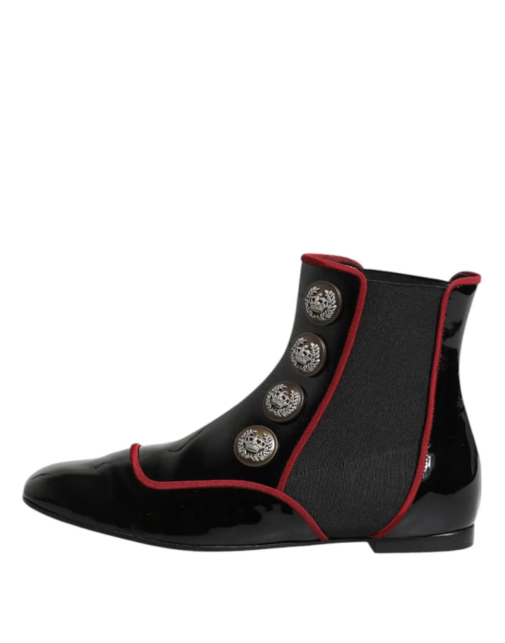 Dolce &amp; Gabbana Black Jackie Buttoned Chelsea Boots Shoes