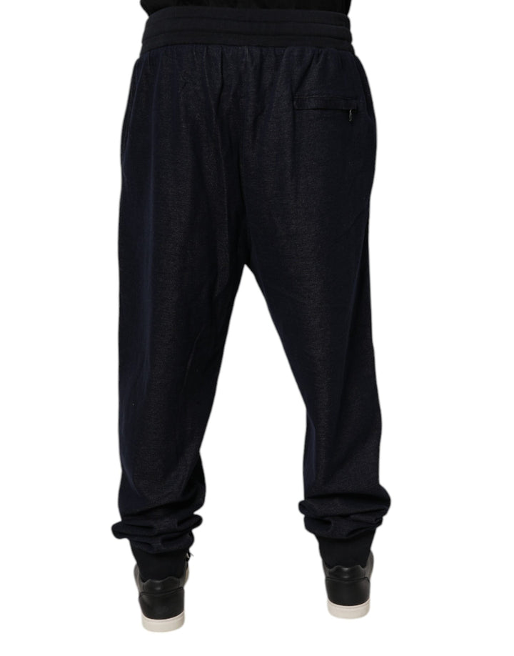 Dolce &amp; Gabbana Black Jacquard Cotton Jogger Sweatpants Pants