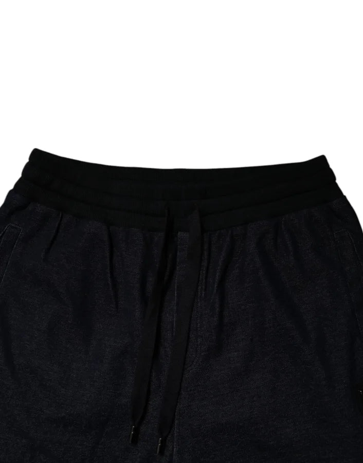 Dolce &amp; Gabbana Black Jacquard Cotton Jogger Sweatpants Pants