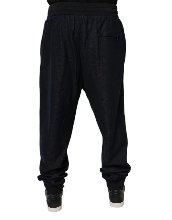 Dolce &amp; Gabbana Black Jacquard Cotton Jogger Sweatpants Pants