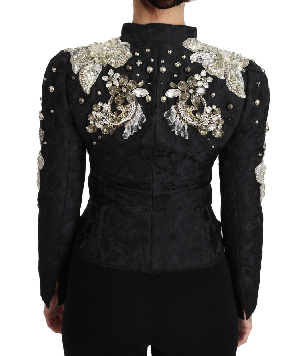 Dolce &amp; Gabbana Sport Jackets - Black Jacquard Crystal Floral Jacket