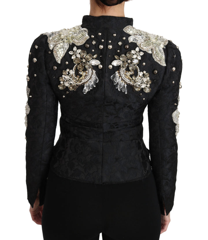Dolce &amp; Gabbana Sport Jackets - Black Jacquard Crystal Floral Jacket