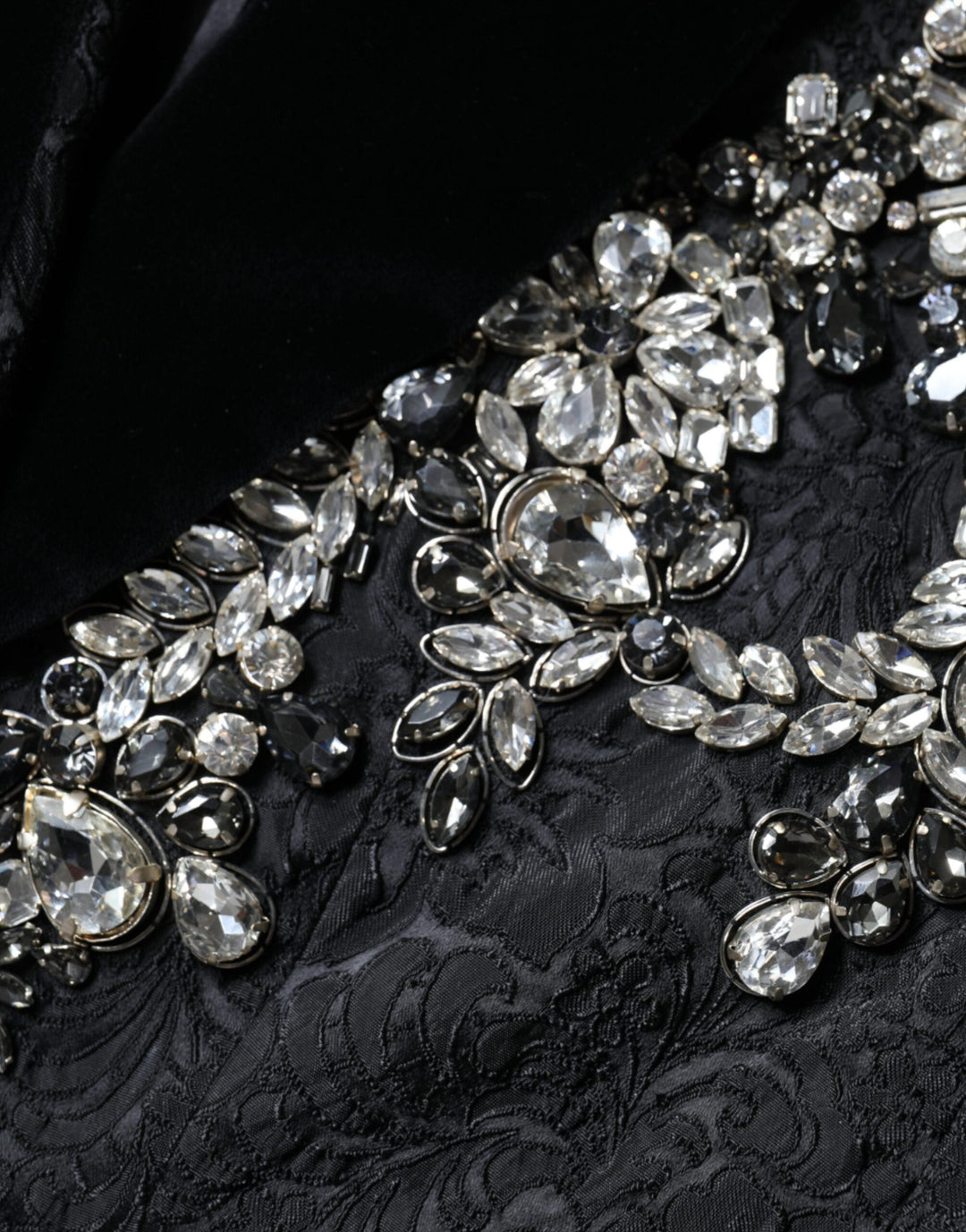 Dolce &amp; Gabbana Bolero Jackets - Black Jacquard Crystal Floral Jacket Blazer