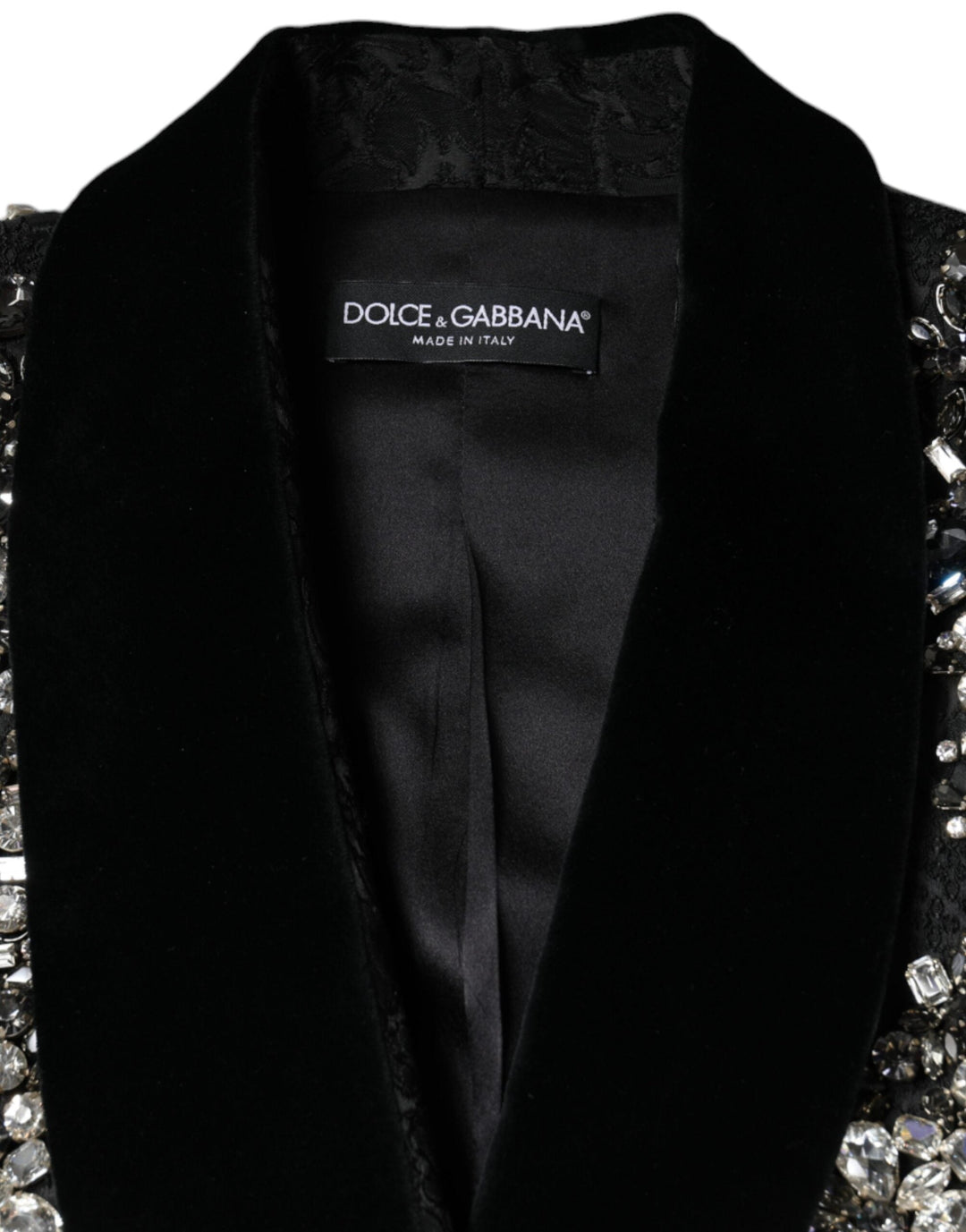 Dolce &amp; Gabbana Bolero Jackets - Black Jacquard Crystal Floral Jacket Blazer