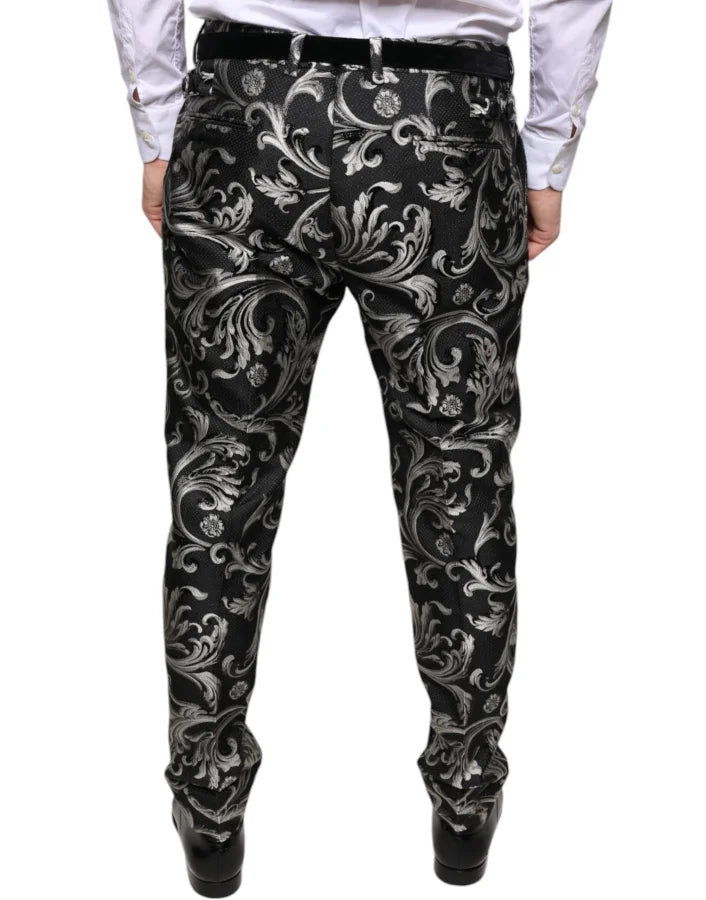 Dolce &amp; Gabbana Black Jacquard Skinny Dress Pants
