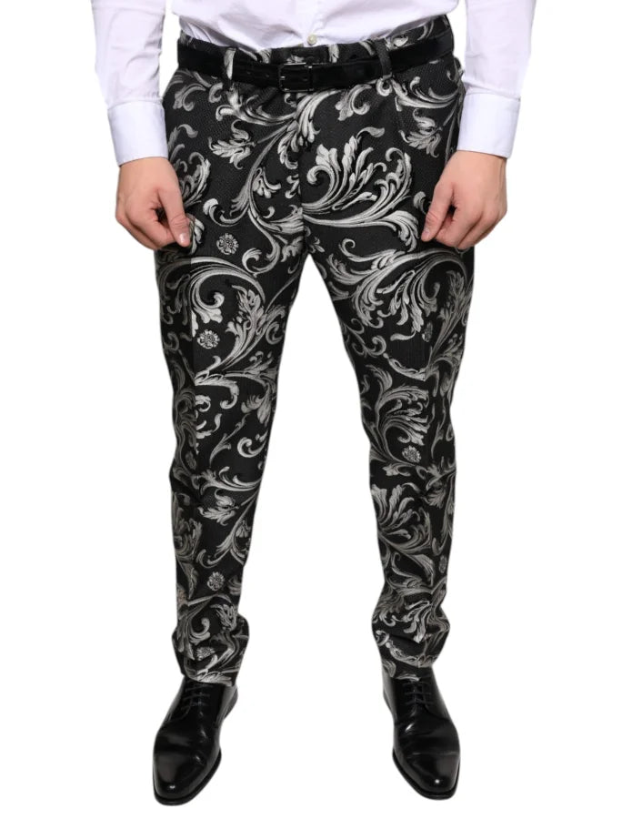 Dolce &amp; Gabbana Black Jacquard Skinny Dress Pants