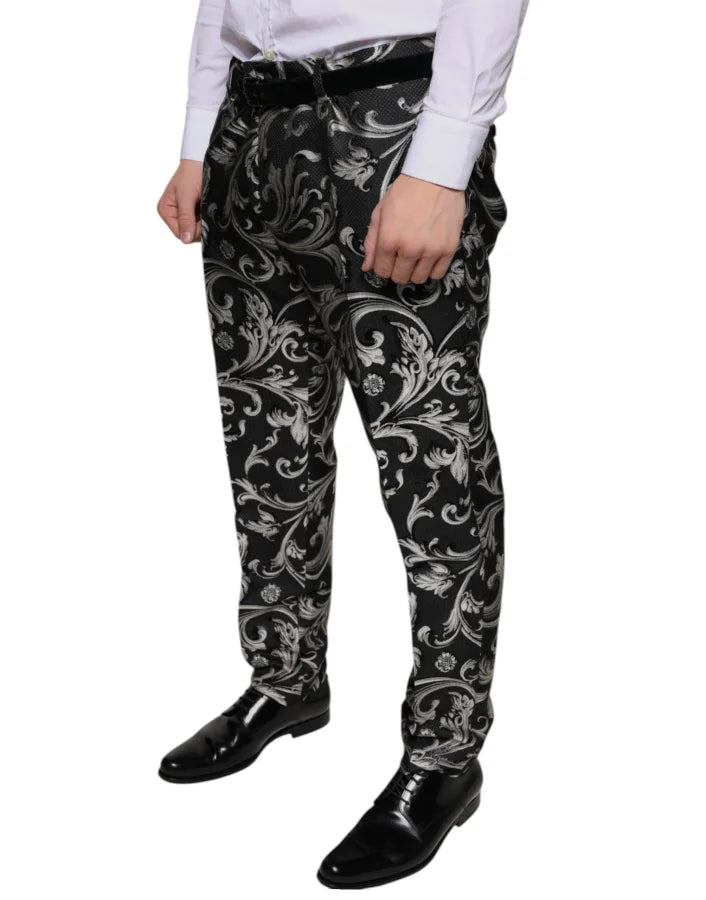 Dolce &amp; Gabbana Black Jacquard Skinny Dress Pants