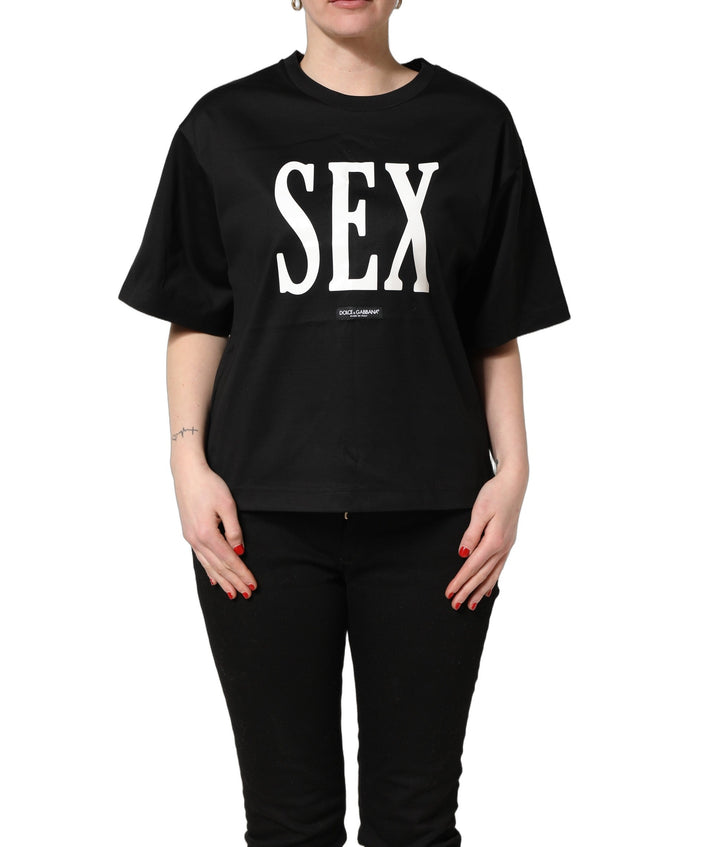 Dolce &amp; Gabbana T-Shirts - Black Jersey Graphic Short Sleeve Crew Neck T-shirt