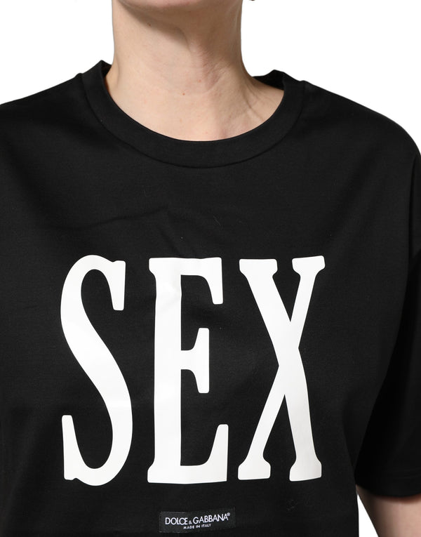 Dolce & Gabbana T-Shirts - Black Jersey Graphic Short Sleeve Crew Neck T-shirt