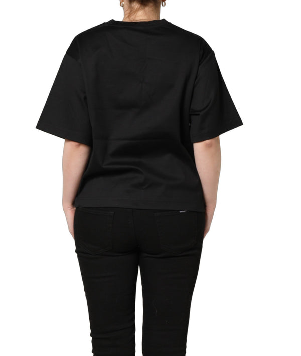 Dolce & Gabbana T-Shirts - Black Jersey Graphic Short Sleeve Crew Neck T-shirt