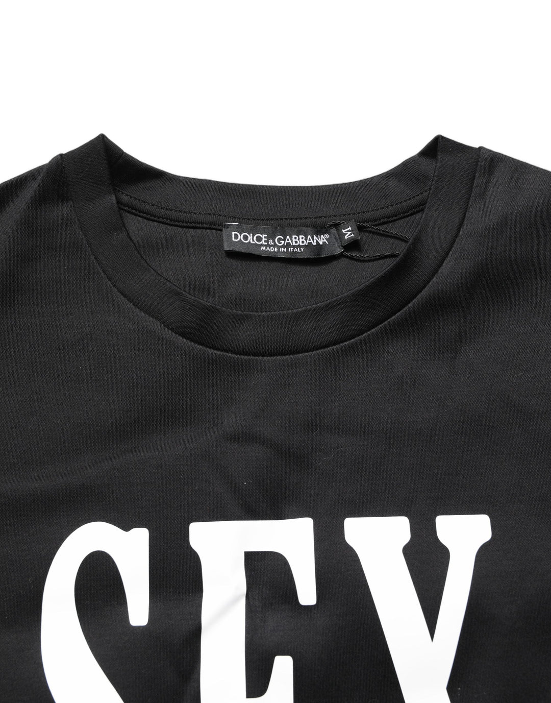 Dolce &amp; Gabbana T-Shirts - Black Jersey Graphic Short Sleeve Crew Neck T-shirt