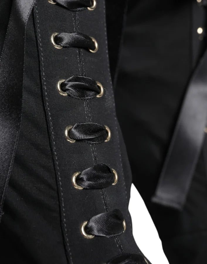 Dolce &amp; Gabbana Black Jersey Stretch Ankle Booties Shoes