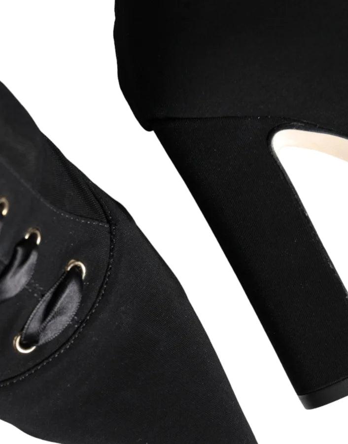 Dolce &amp; Gabbana Black Jersey Stretch Ankle Booties Shoes