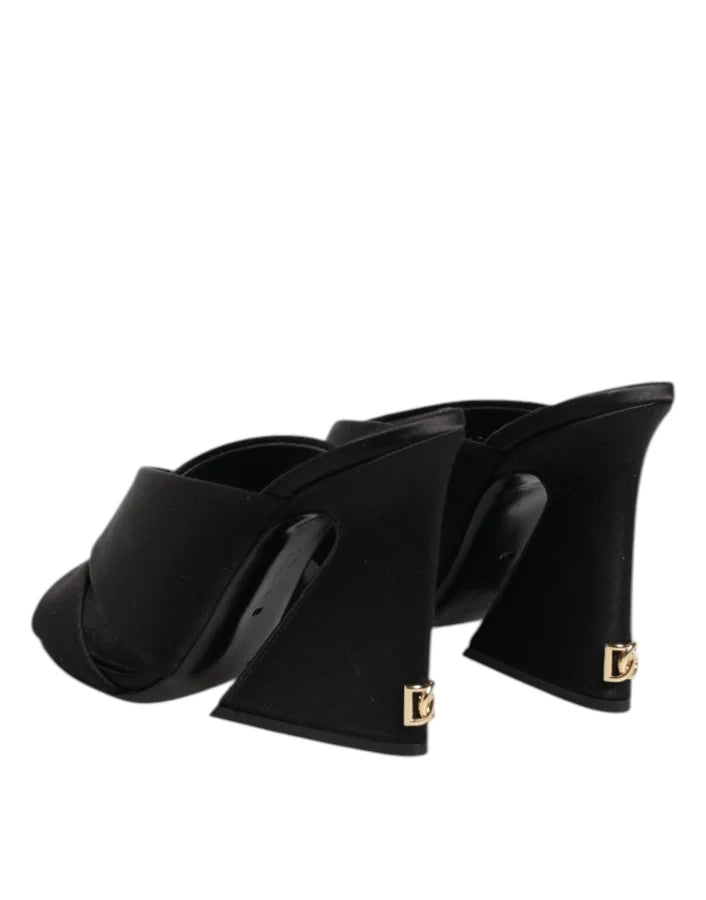 Dolce &amp; Gabbana Black Keira Baroque High Heel Sandals Shoes