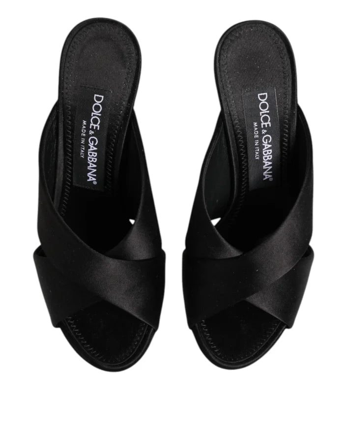 Dolce &amp; Gabbana Black Keira Baroque High Heel Sandals Shoes