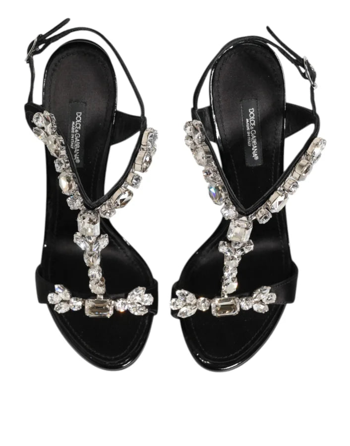 Dolce &amp; Gabbana Black Keira Crystals Heels Sandals Shoes