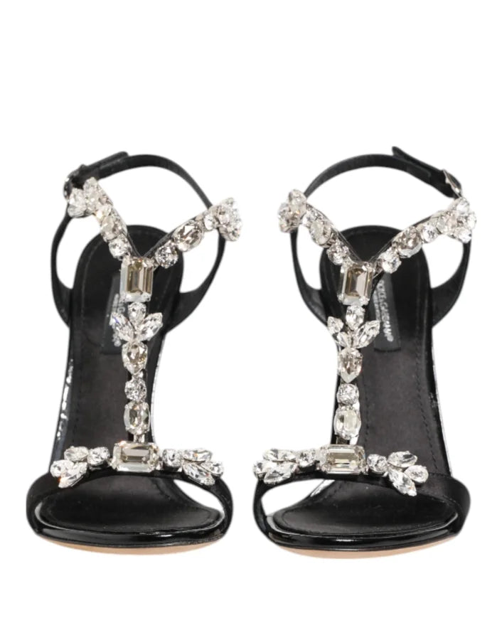 Dolce &amp; Gabbana Black Keira Crystals Heels Sandals Shoes
