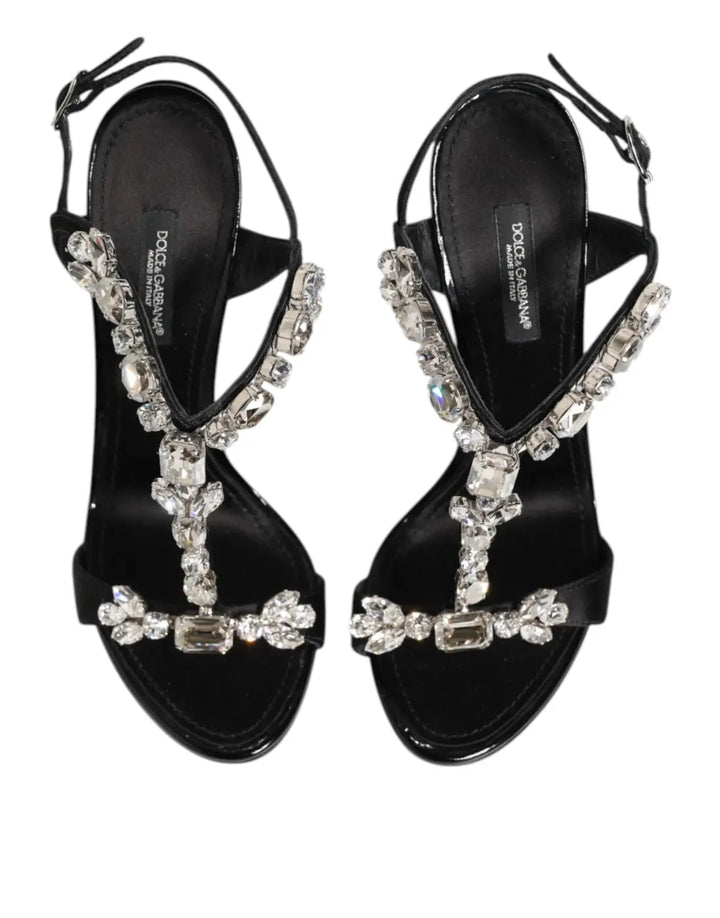 Dolce &amp; Gabbana Black Keira Crystals Heels Sandals Shoes