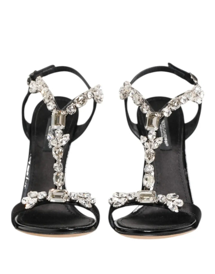 Dolce &amp; Gabbana Black Keira Crystals Heels Sandals Shoes