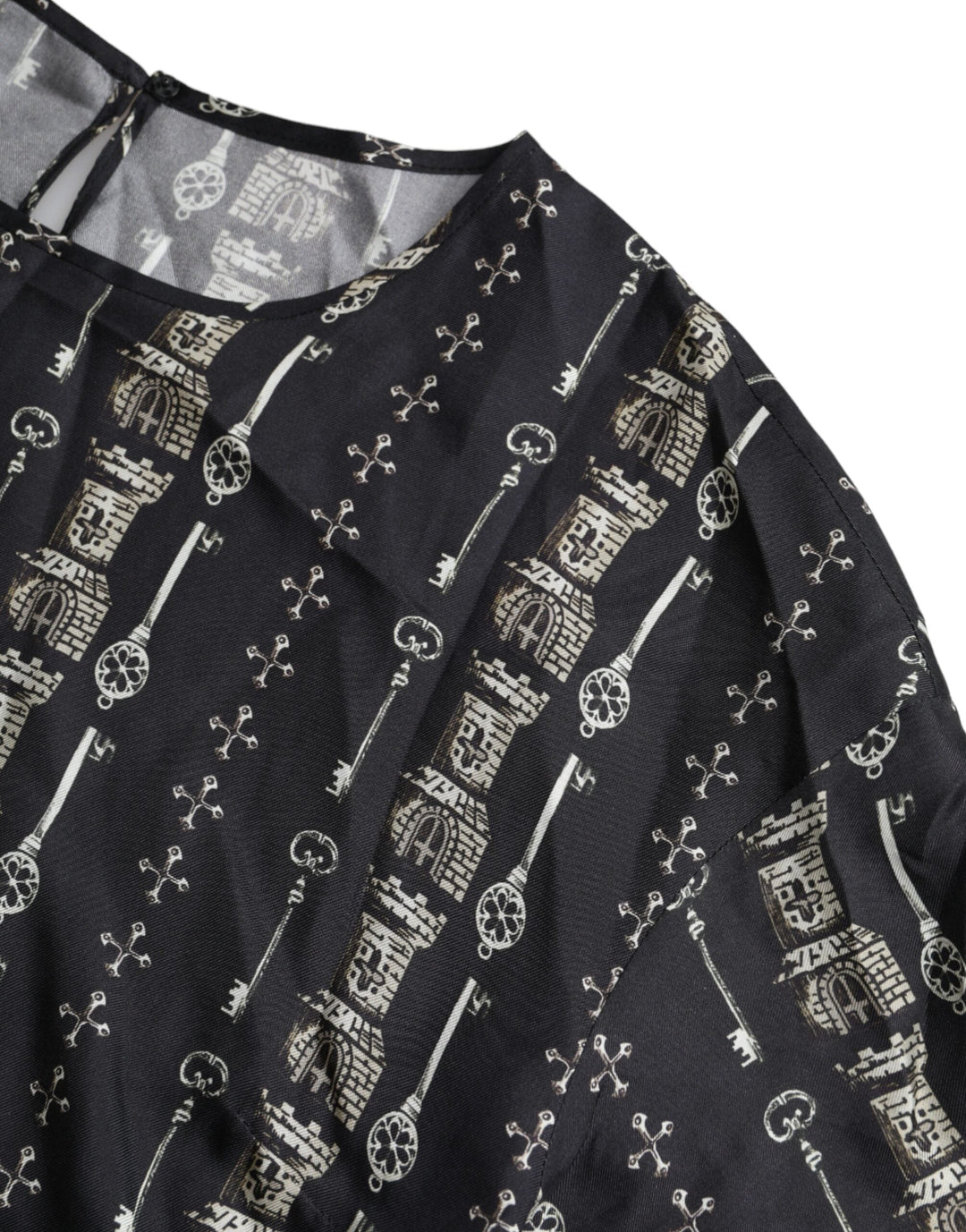 Dolce &amp; Gabbana - Black Key Castle Print Silk Blouse T-shirt