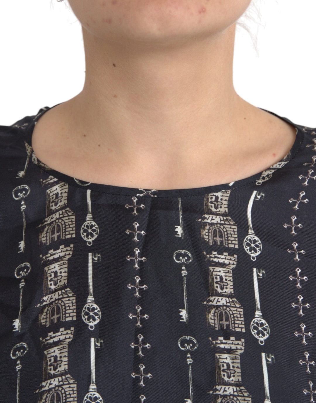 Dolce &amp; Gabbana - Black Key Castle Print Silk Blouse T-shirt