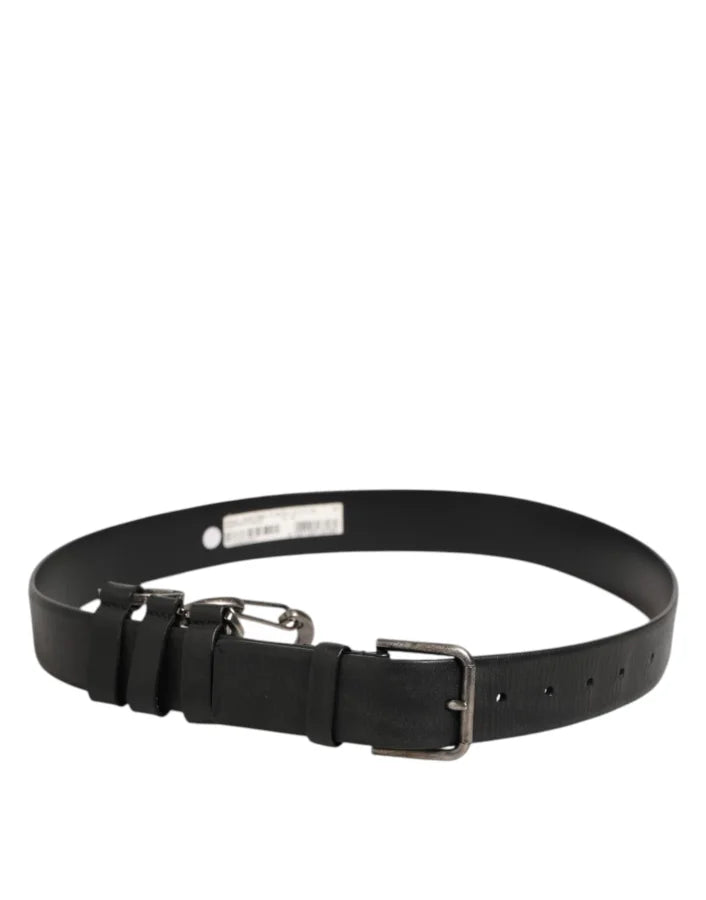 Dolce &amp; Gabbana Black Key Ring Clip Attachments Buckle Belt