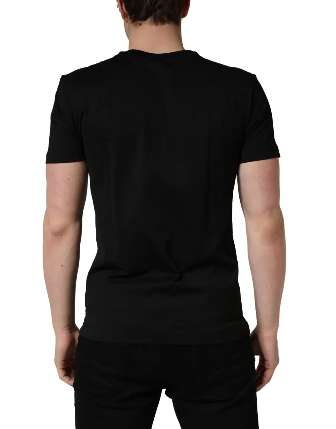 Dolce &amp; Gabbana Black King Patch Cotton Men CrewNeck T-shirt