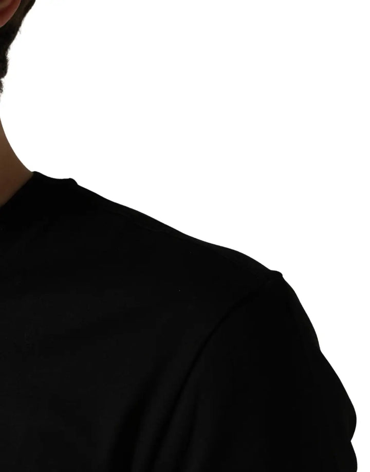 Dolce &amp; Gabbana Black King Patch Cotton Men CrewNeck T-shirt