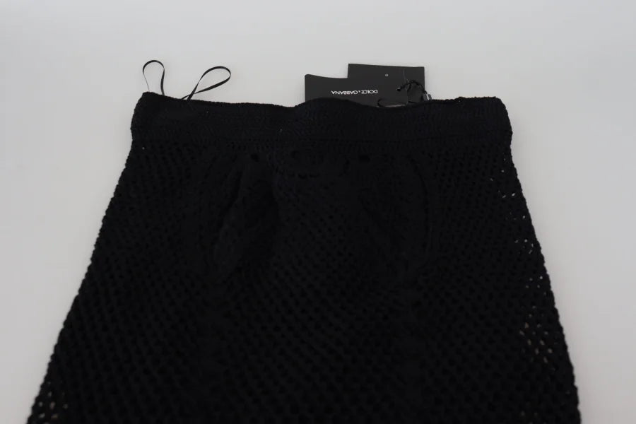 Dolce &amp; Gabbana Black Knitted Cotton High Waist Mermaid Skirt