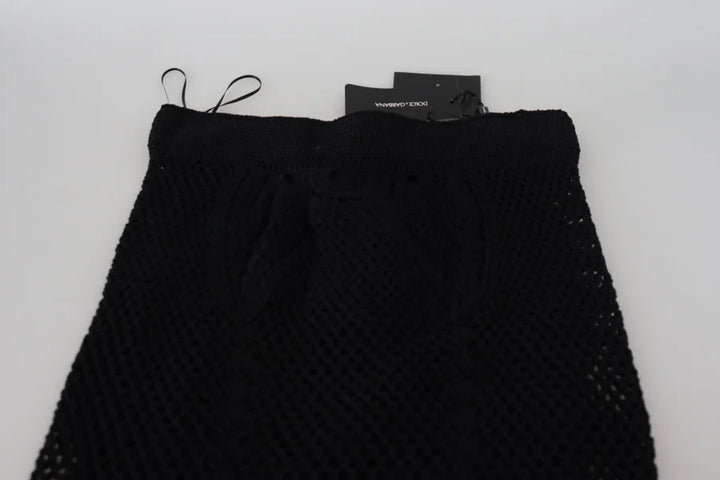 Dolce &amp; Gabbana Black Knitted Cotton High Waist Mermaid Skirt