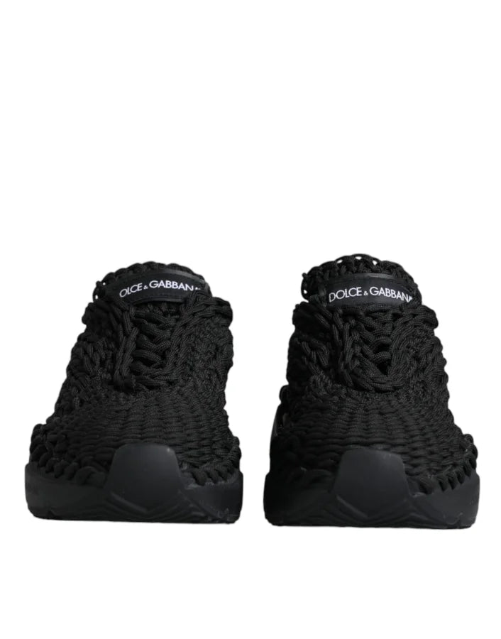 Dolce &amp; Gabbana Black Knitted Daymaster Sneakers Shoes