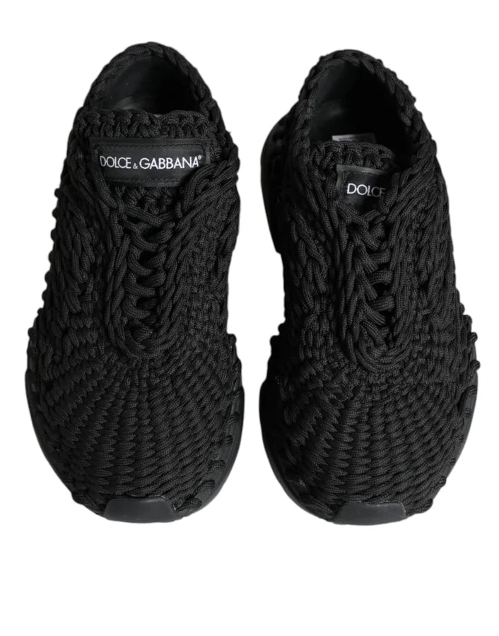 Dolce &amp; Gabbana Black Knitted Daymaster Sneakers Shoes