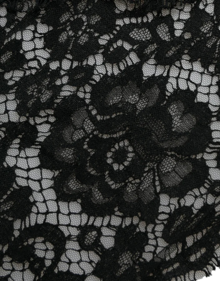 Dolce &amp; Gabbana Black Lace Crystal Embellished Sheath Dress