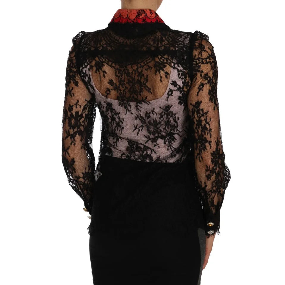 Dolce & Gabbana Black Lace Crystal SPACE Shirt