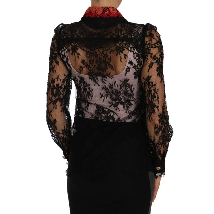 Dolce & Gabbana Black Lace Crystal SPACE Shirt